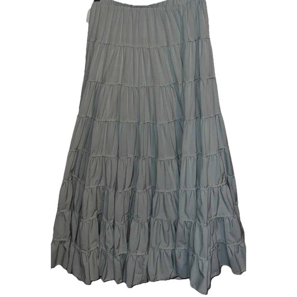 Raisonnel Maxi Skirt Tiered Ruffles Boho Prairie Modest Whimsy Blue Women's S